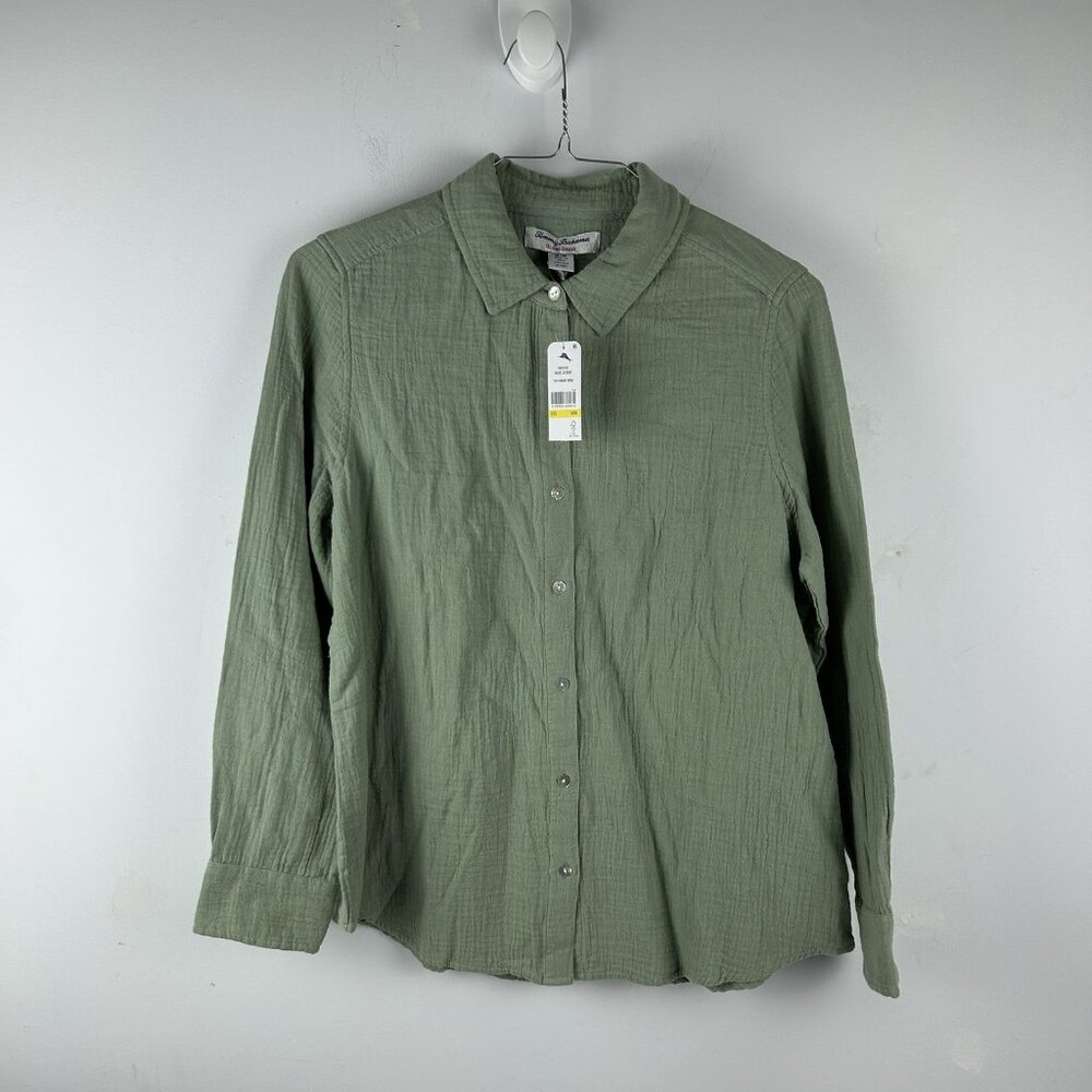 Tommy Bahama Shirt Womens M Green Island Gauze Long Sleeve Shirt Iceberg Green - Picture 2 of 10